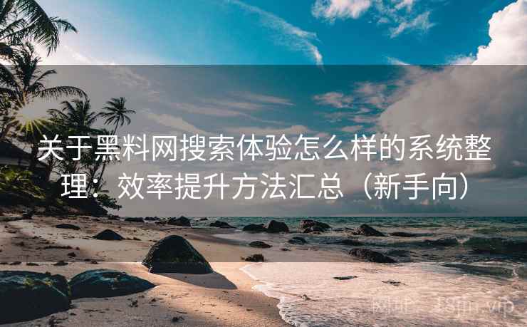 关于黑料网搜索体验怎么样的系统整理：效率提升方法汇总（新手向）